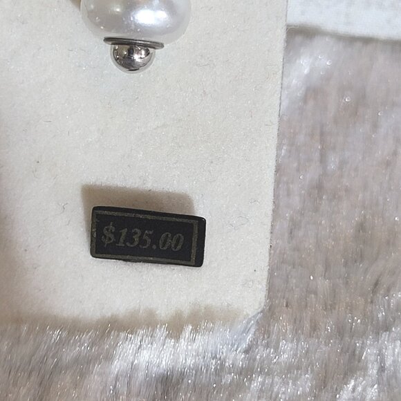 Silver Tone Pearl Necklace Earrings Set 32" Dream Love Laugh Charm Beaded - Picture 4 of 4